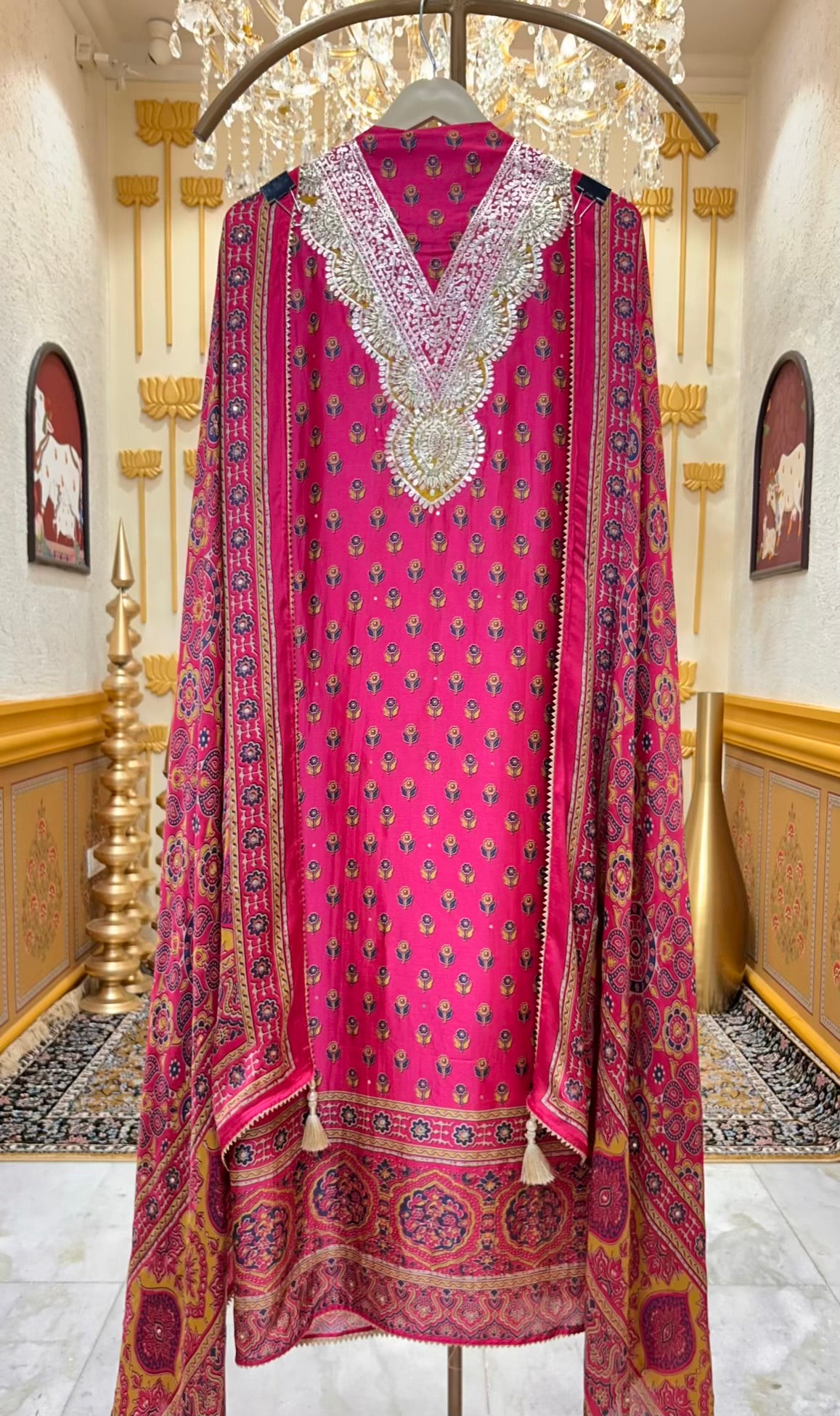 Zarinya Silk Aura Suit (Magenta)