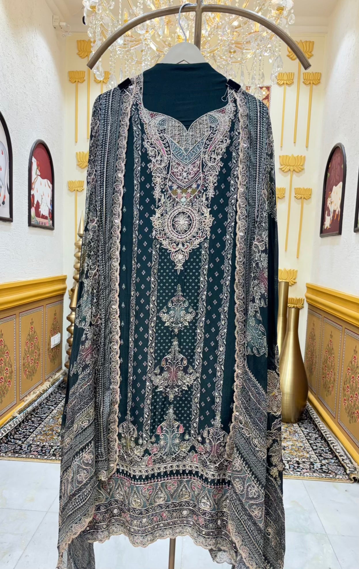 Meira Printed Zari Suit