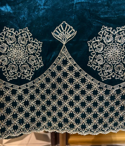 Noorani Velvet Suit (Peacock Blue)