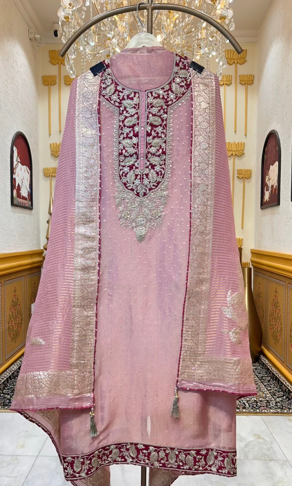 Rimaira Shimmer Banarasi Suit (Pink)