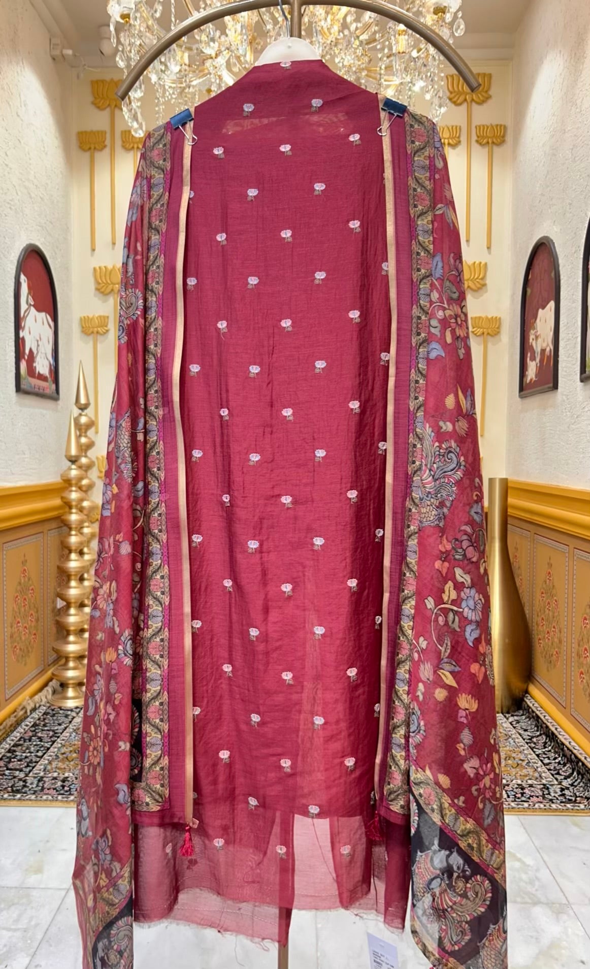 Gresha Mul Chanderi Suit (Maroon)