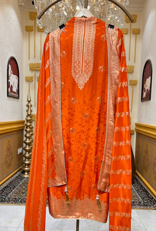 Elira Banarasi Loom Suit (Orange)