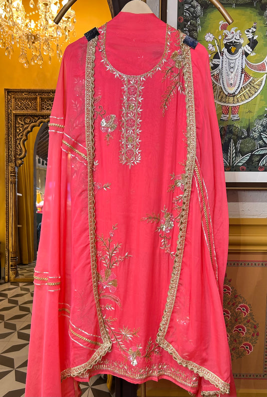 Zewar Organza Suit (Pink)