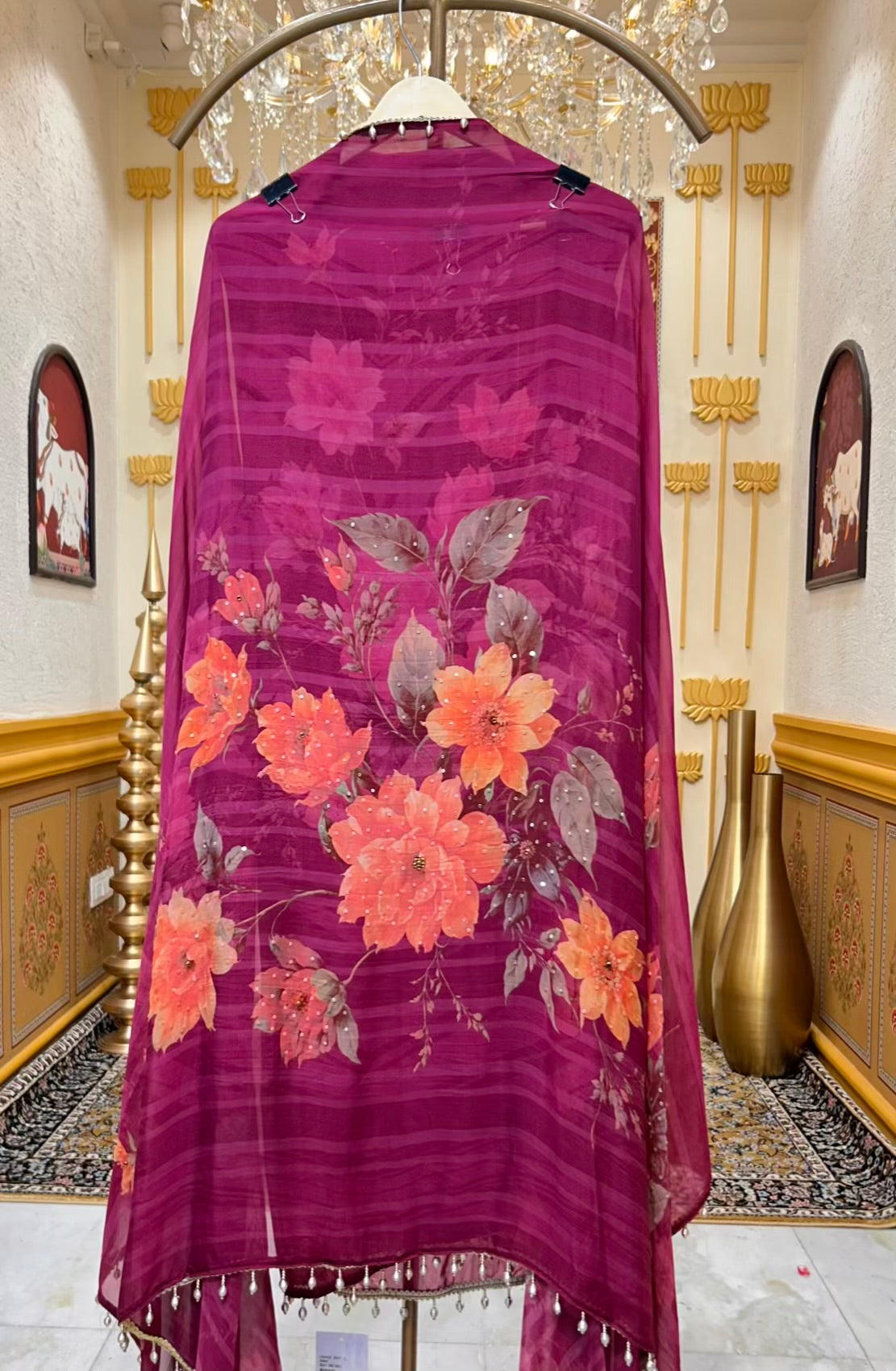 Mehira Sequin Bloom Suit (Maroon)