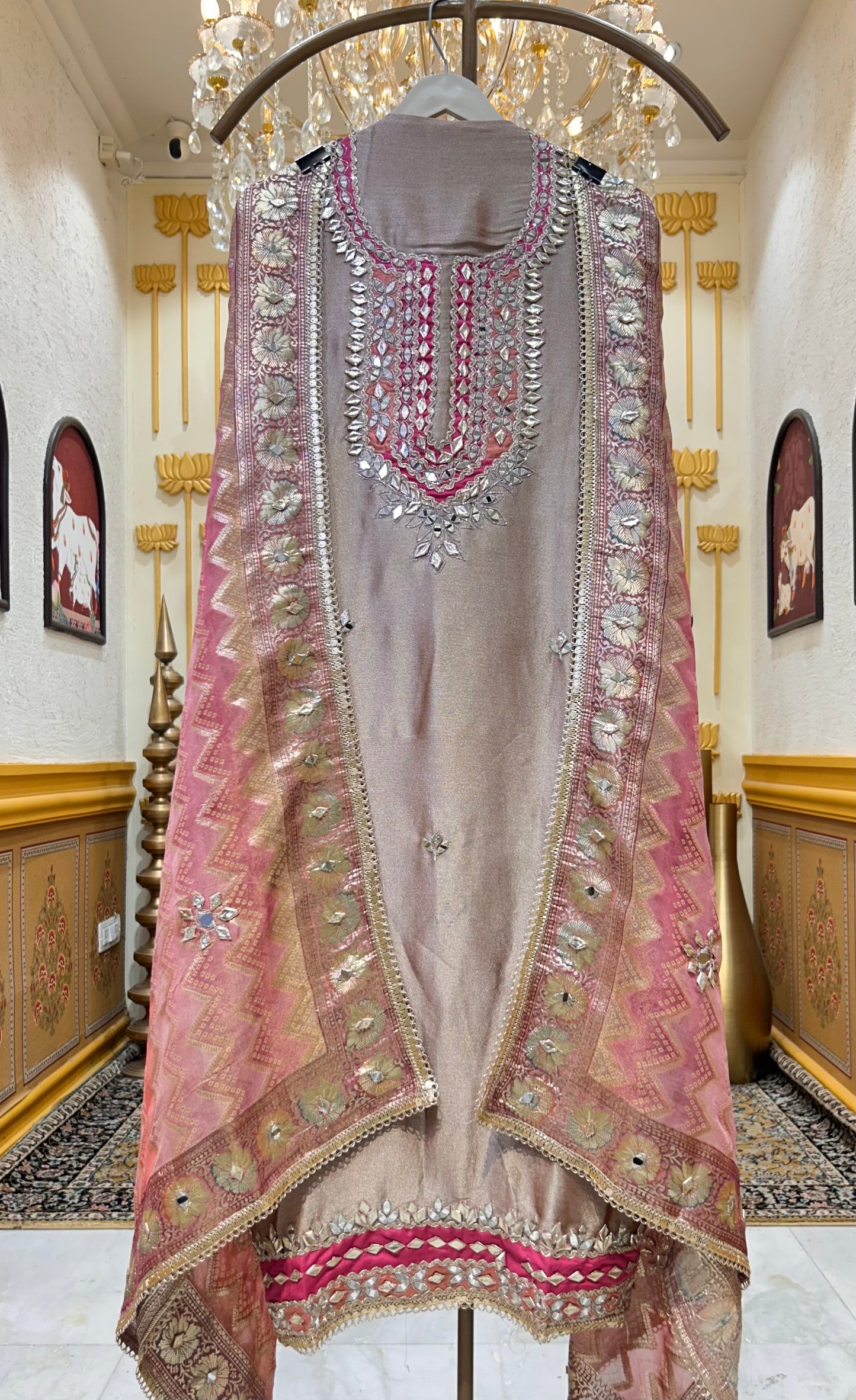 Kesariya Sheesh Suit