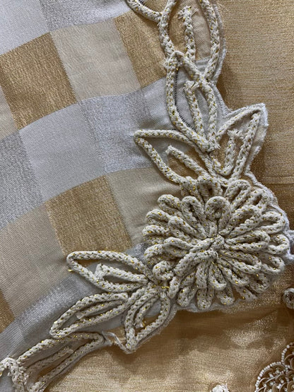 Sarviza Shimmer Zari Suit (Ivory Gold)