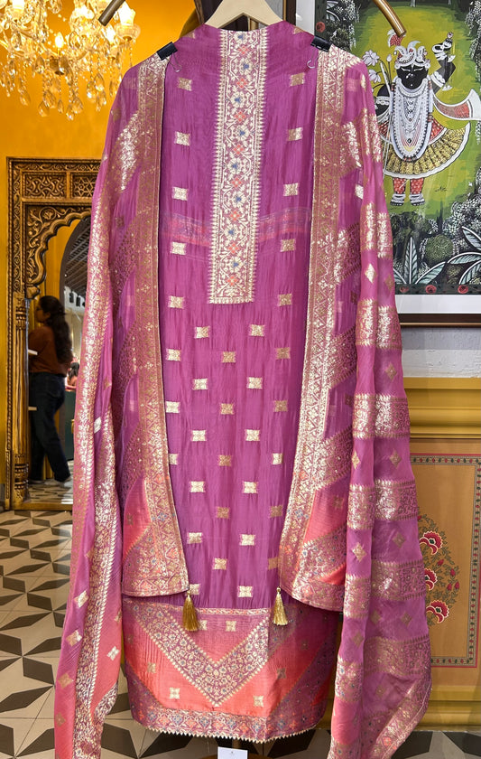 Afsana Banarasi Suit (Lavender)