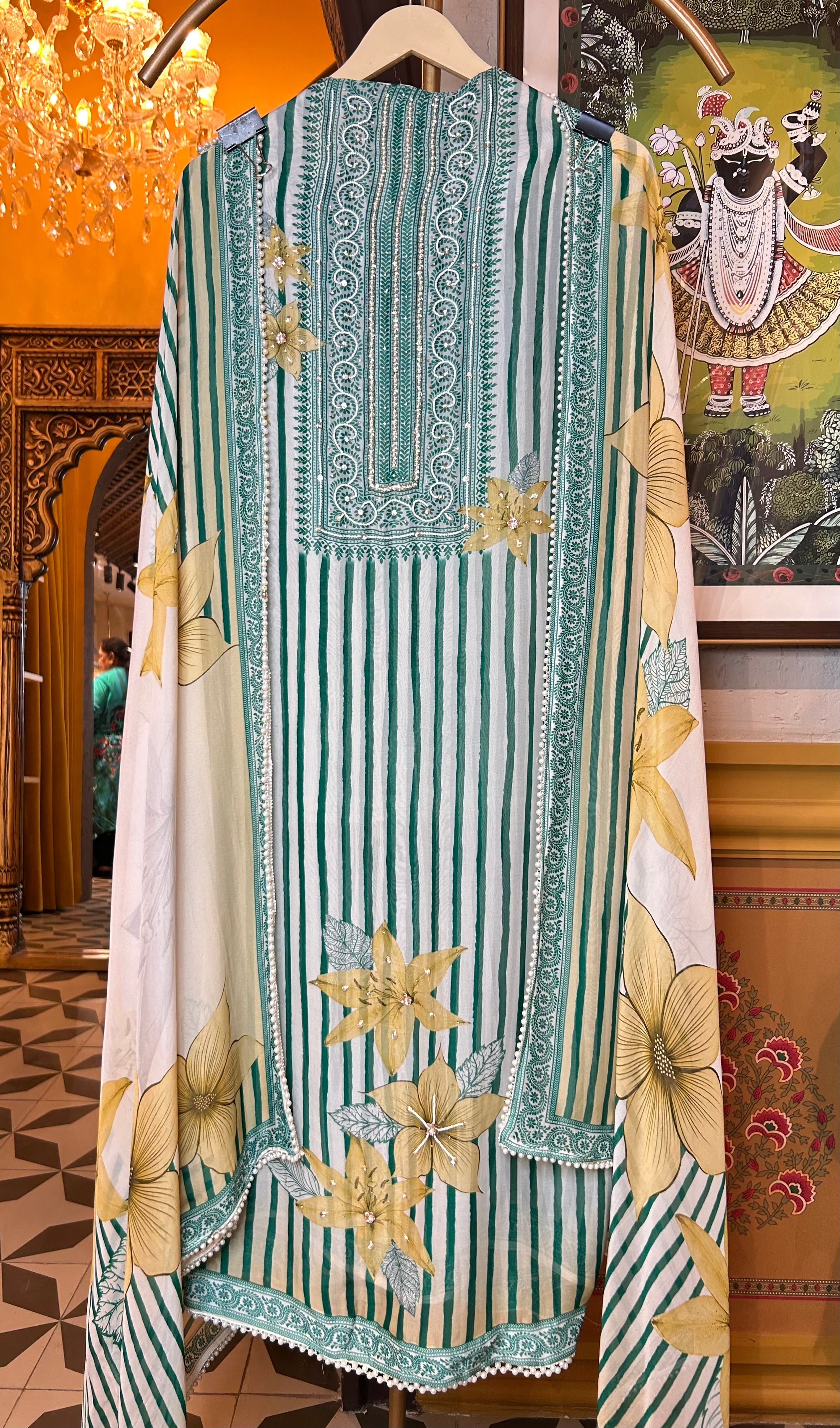 Ziyara Organza Suit (Green)