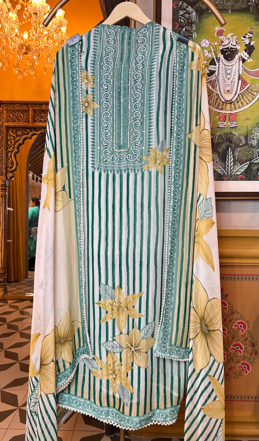 Ziyara Organza Suit (Green)