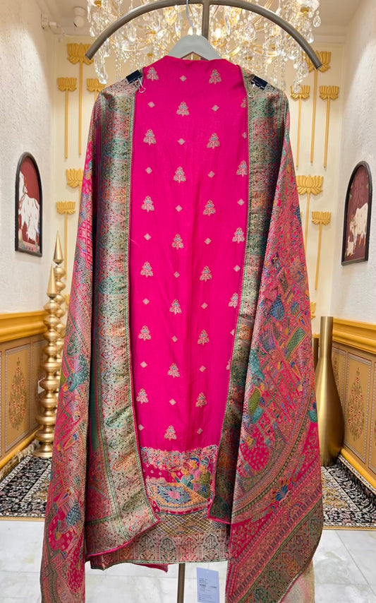 Sarnooré Woven Taj Suit (Magenta)