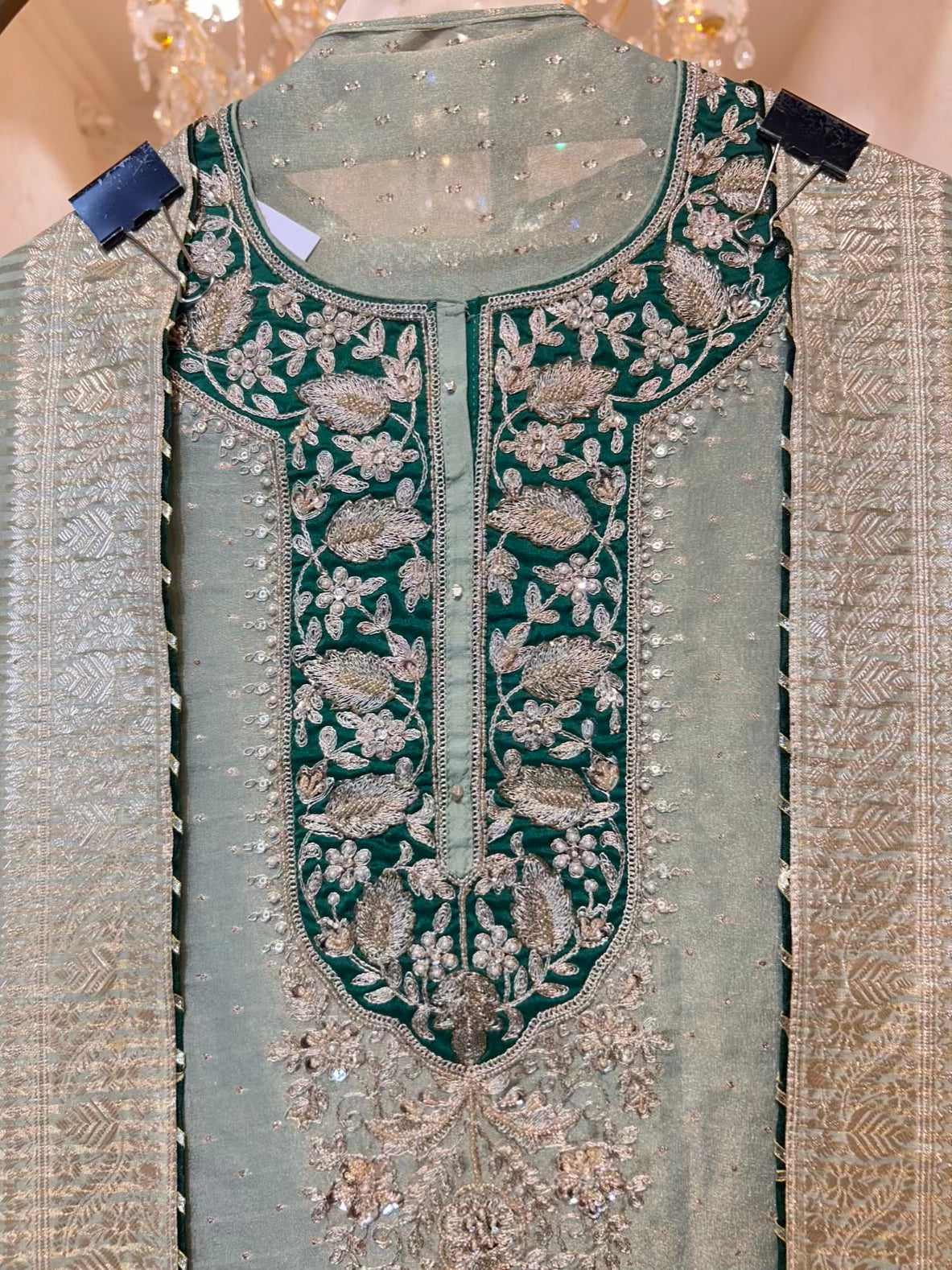 Rimaira Shimmer Banarasi Suit (Green)