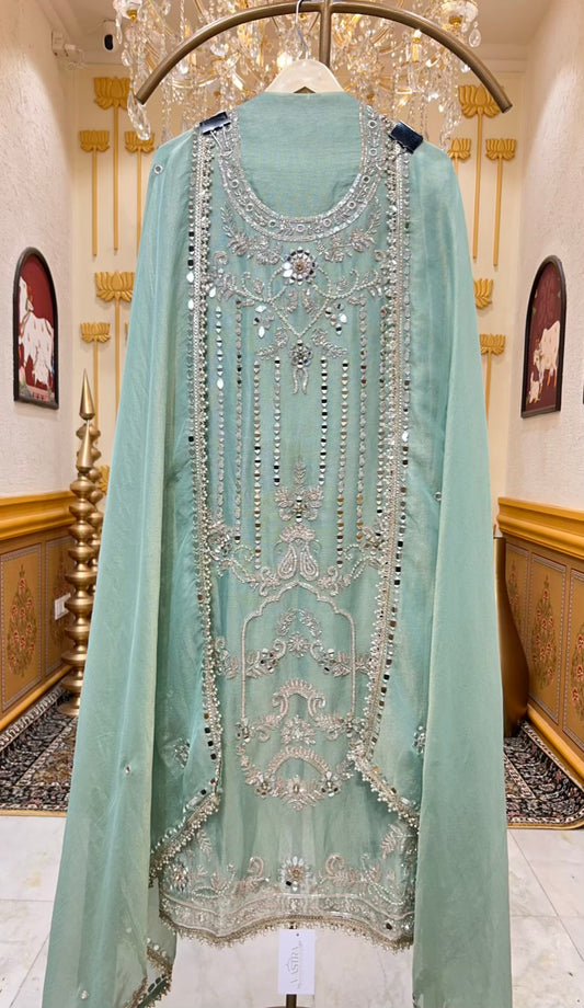Zarqina Sheesha Chamak Suit (Green)