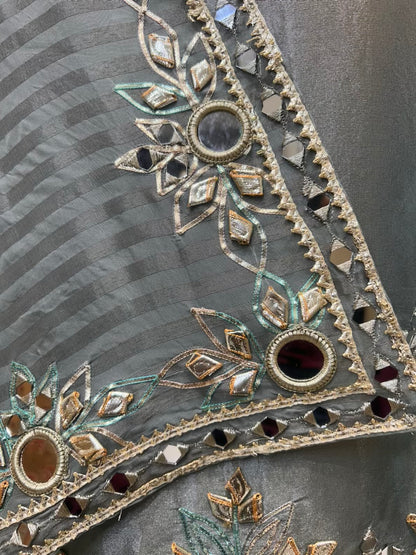 Gulraiza Banarasi Suit (Beige & Blue)