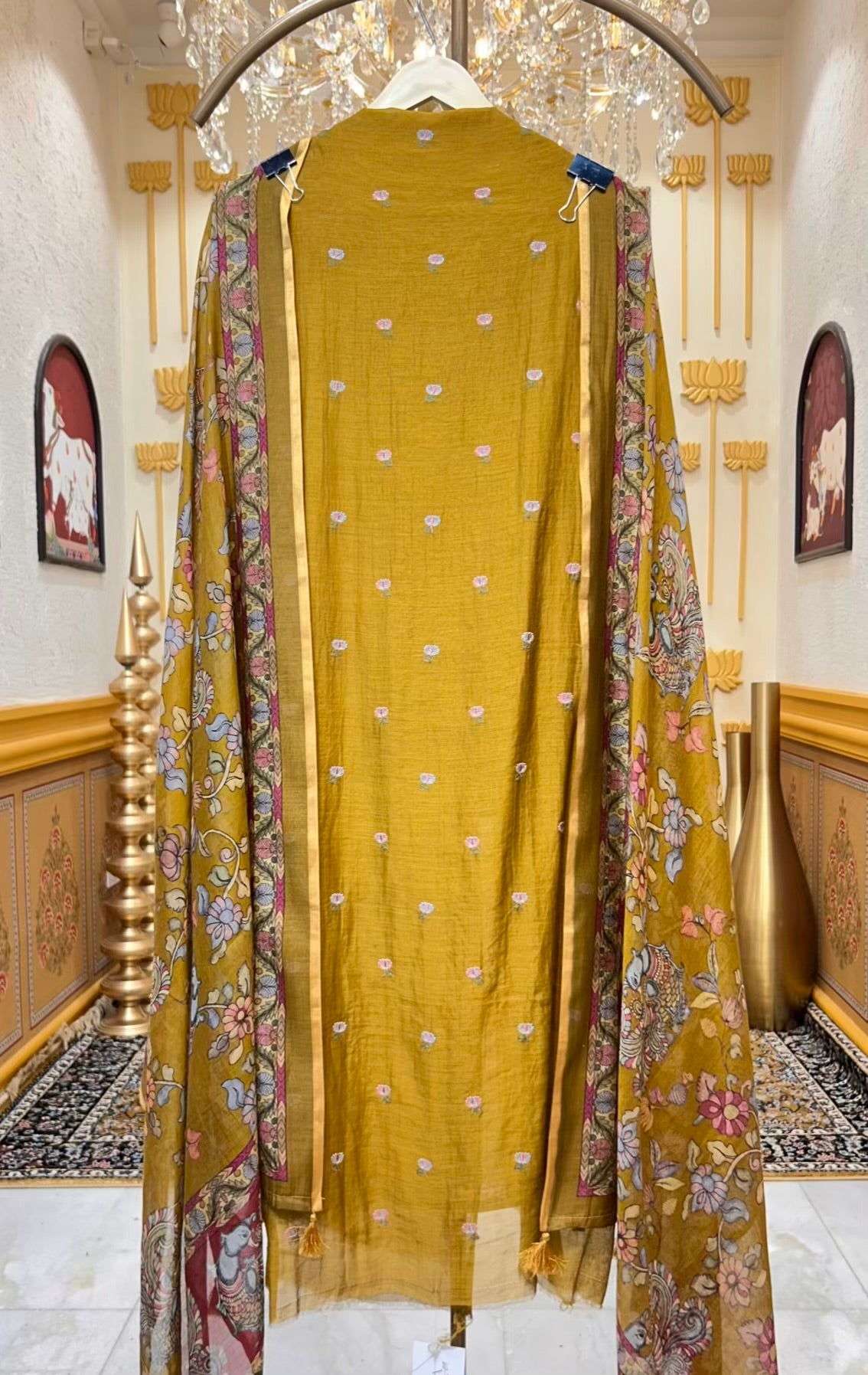Gresha Mul Chanderi Suit (Mustard)