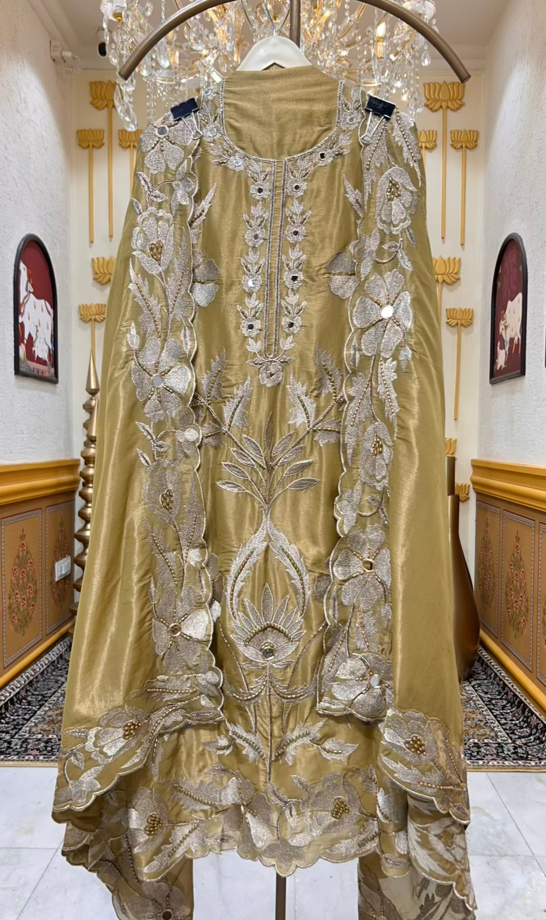 Noorika Sheesha Pearl Suit (Mustard)