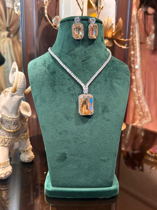Crystal Gleam Necklace Set (Rust)