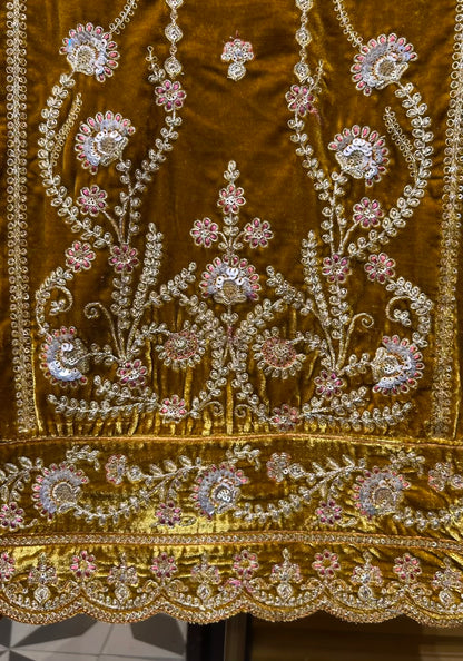 Feroza-e-Velvet Suit (Mustard)