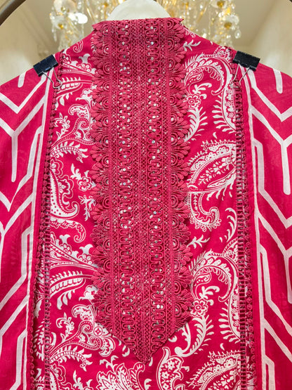 Nayara Cotton Lace Suit (Magenta)