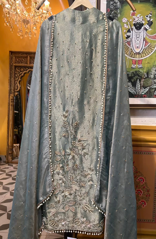 Zarehni Brocade Suit (Green)