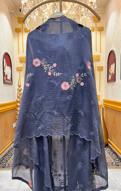 Sahira Thread Veil Suit (Navy Blue)