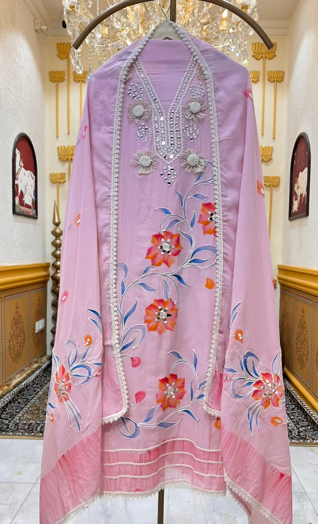 Falak Handpaint Sheesha Mul Suit