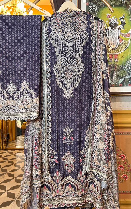 Ziyana Crepe Suit (Purple)