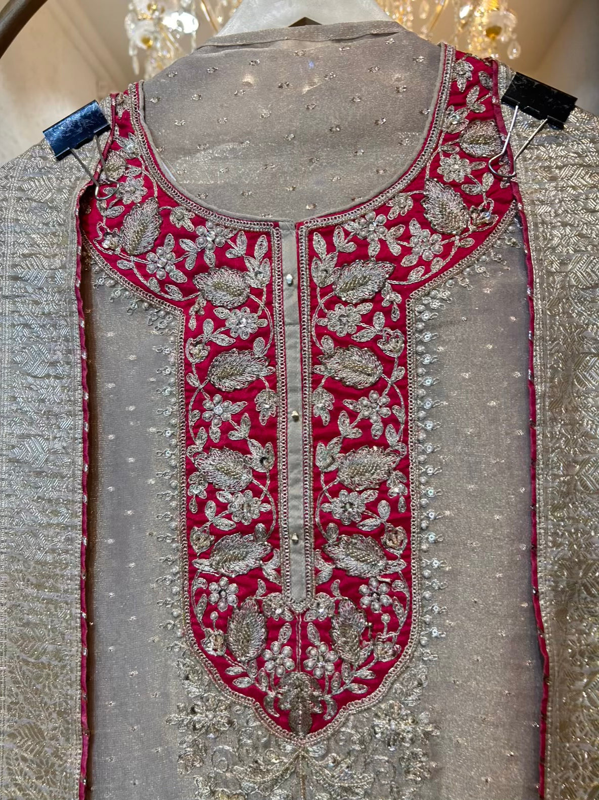 Rimaira Shimmer Banarasi Suit (Beige)