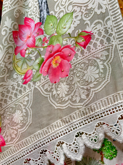 Naureen Mul Chanderi Suit (Ivory)