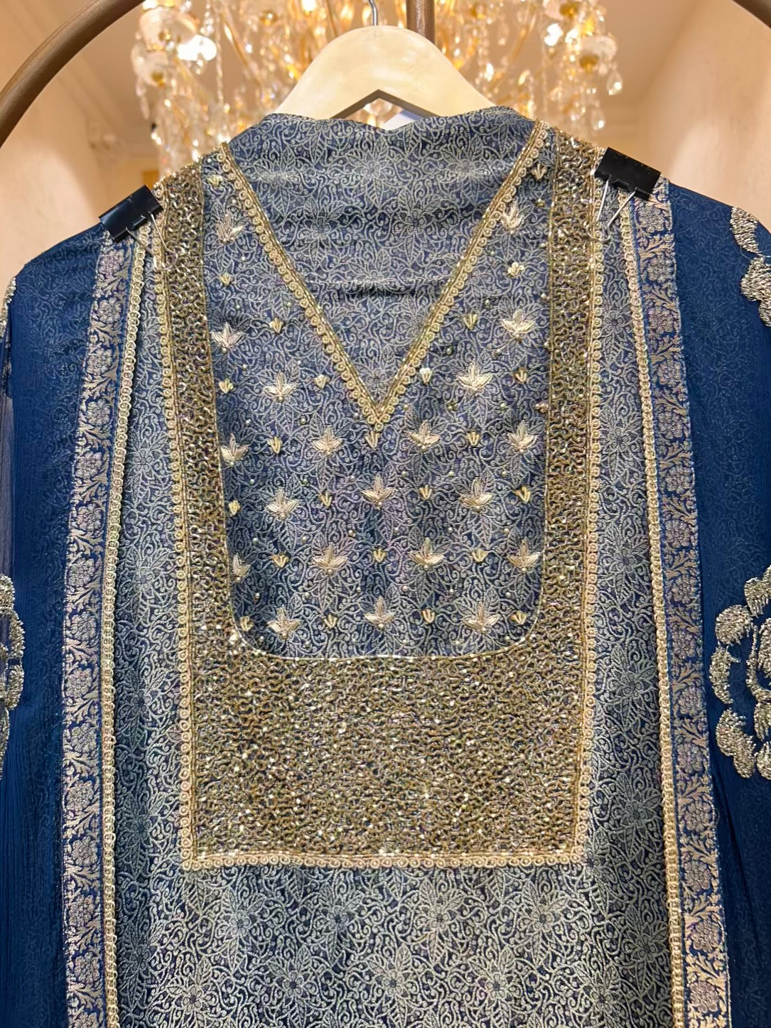 Zayla Banarasi Grace Suit (Navy Blue)