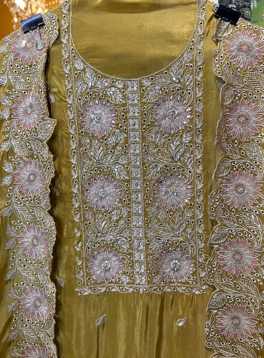 Elnara Silk Organza Suit (Mustard)