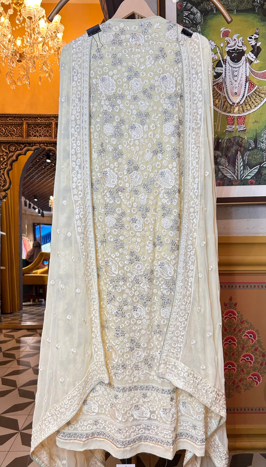 Naaira Threadwork Suit (Lemon)