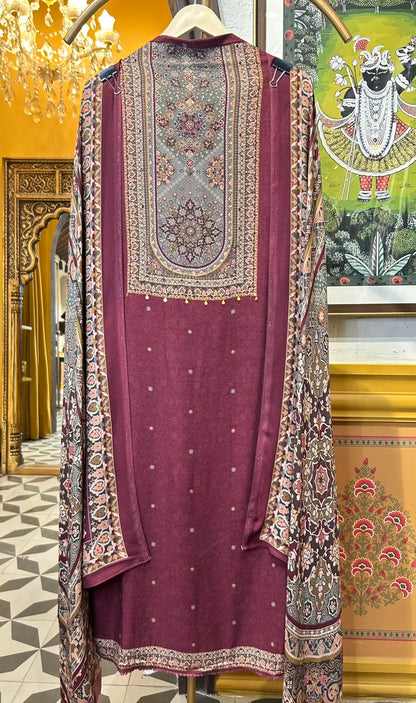 Siyana Pashmina Suit (Wine)