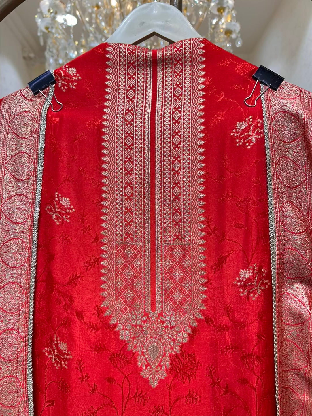 Elira Banarasi Loom Suit (Red)