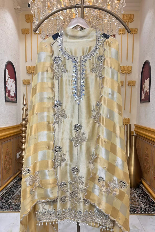Zehraani Sequin Naqsh Suit (Yellow)