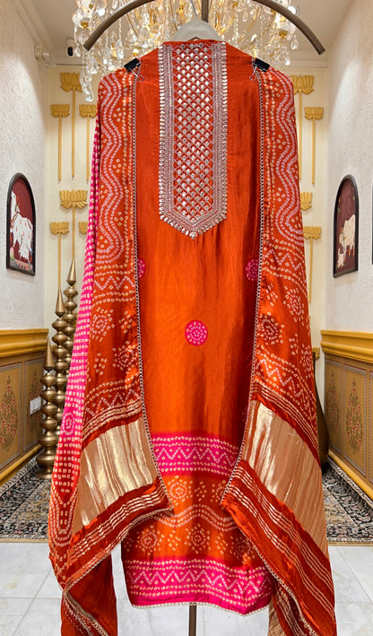 Rangmahi Gaji Bandhani Suit
