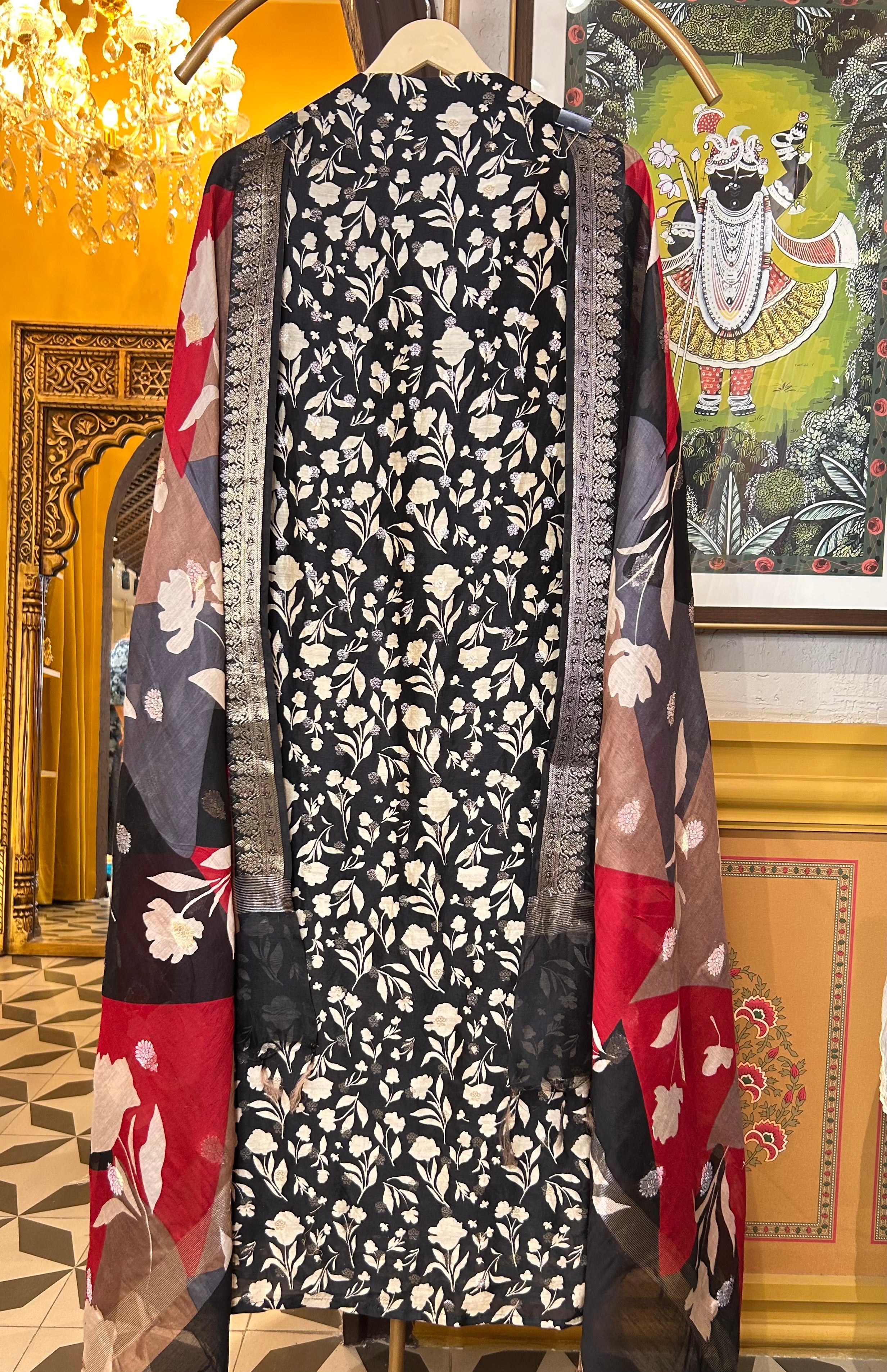 Karvani Maheshwari Suit (Black)