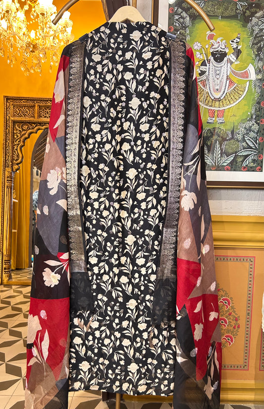 Karvani Maheshwari Suit (Black)