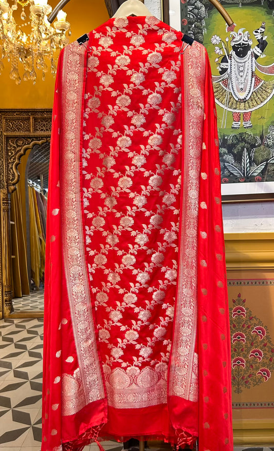 Zarposh Banarasi Suit (Red)