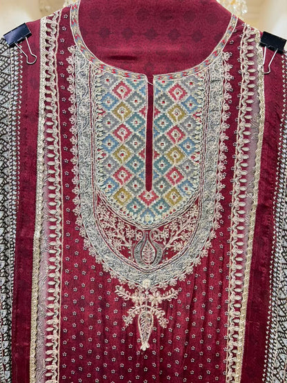 Zareenah Zari Flow Suit (Wine)