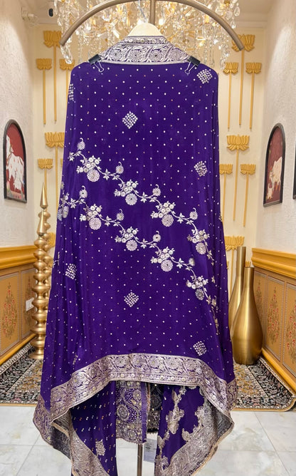 Ishira Banarasi Chinnon Suit (Purple)