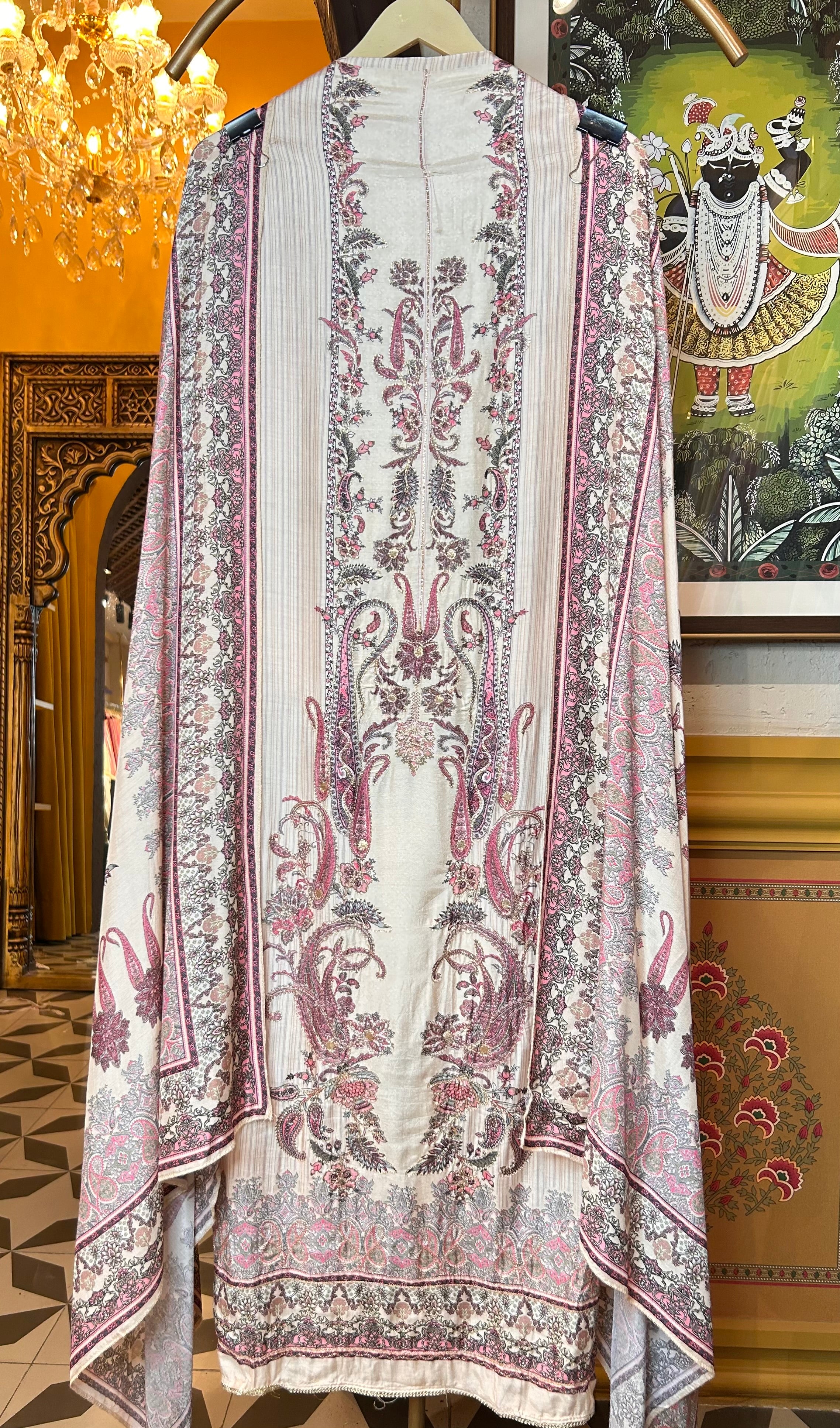 Naureen Muslin Suit (Ivory)