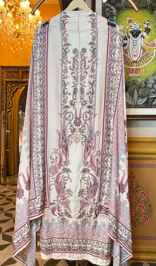 Naureen Muslin Suit (Ivory)