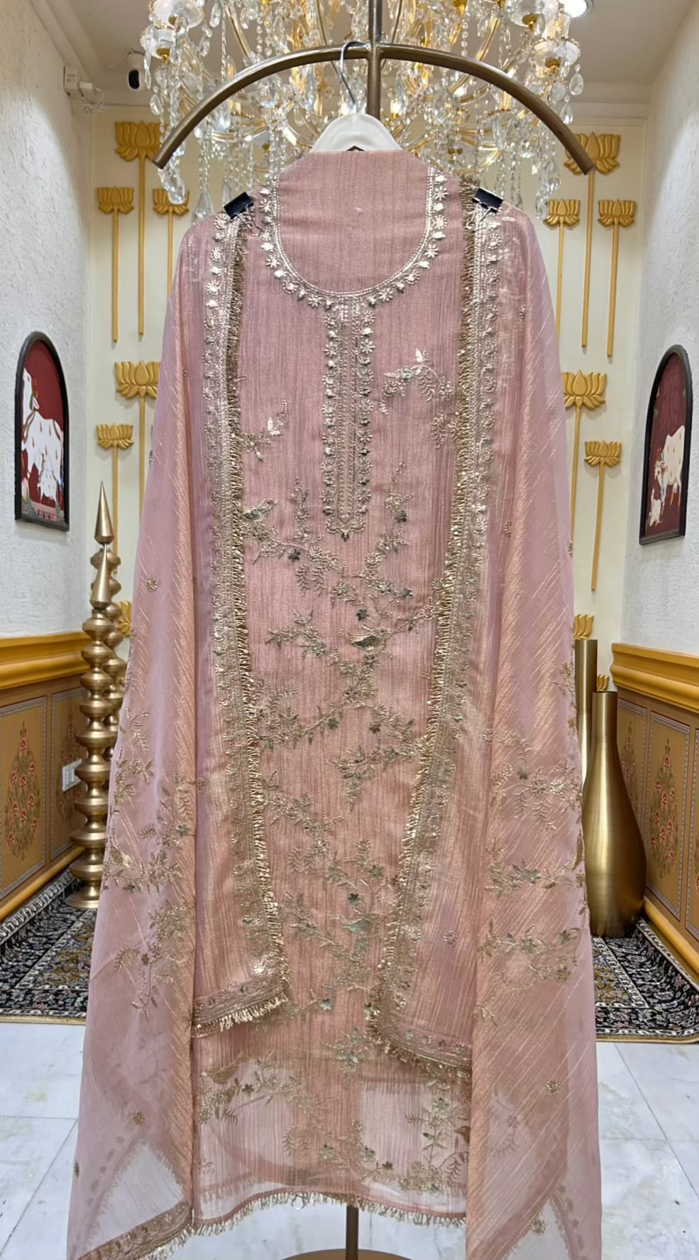 Zarvella Kiran Tissue Suit (Peach)