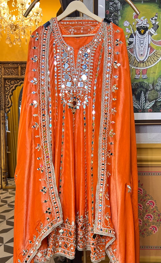 Zarqash Bandhej Suit (Orange)