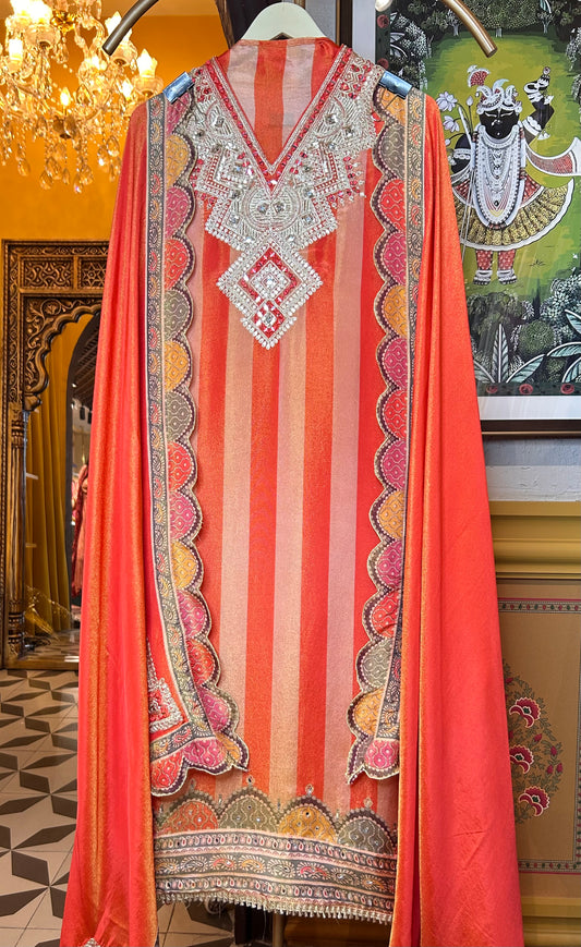 Chamak Shimmer Organza Suit