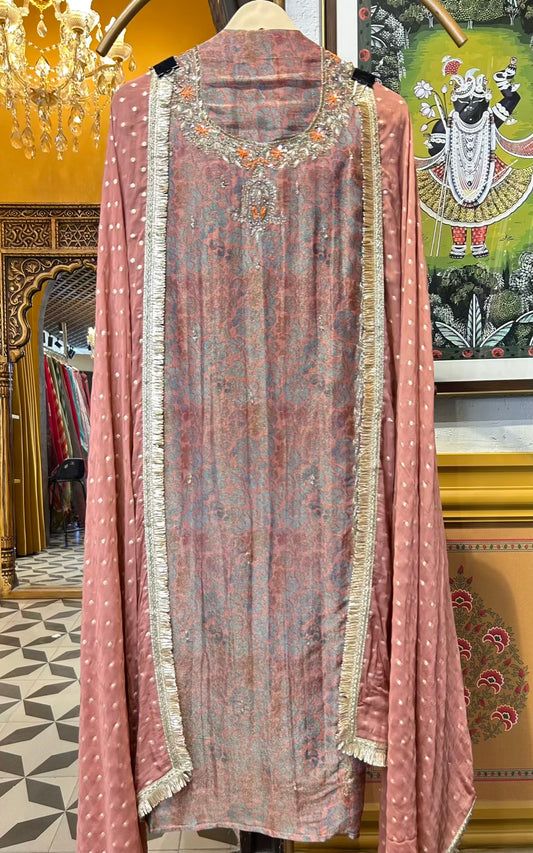 Falisha Organza Suit (Peach)