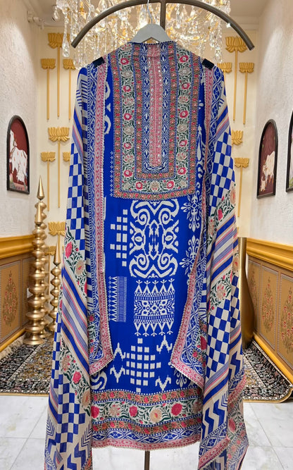 Sarvani Ikkat Tara Suit (Blue)