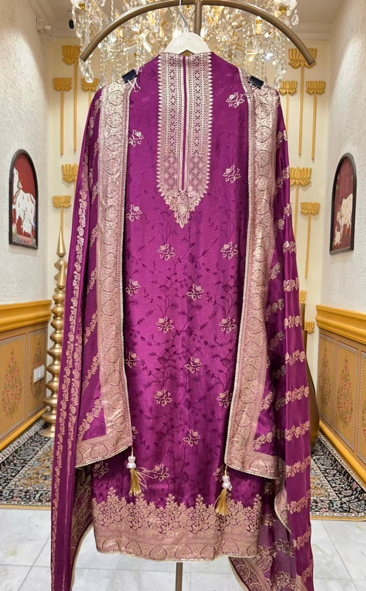 Elira Banarasi Loom Suit (Purple)