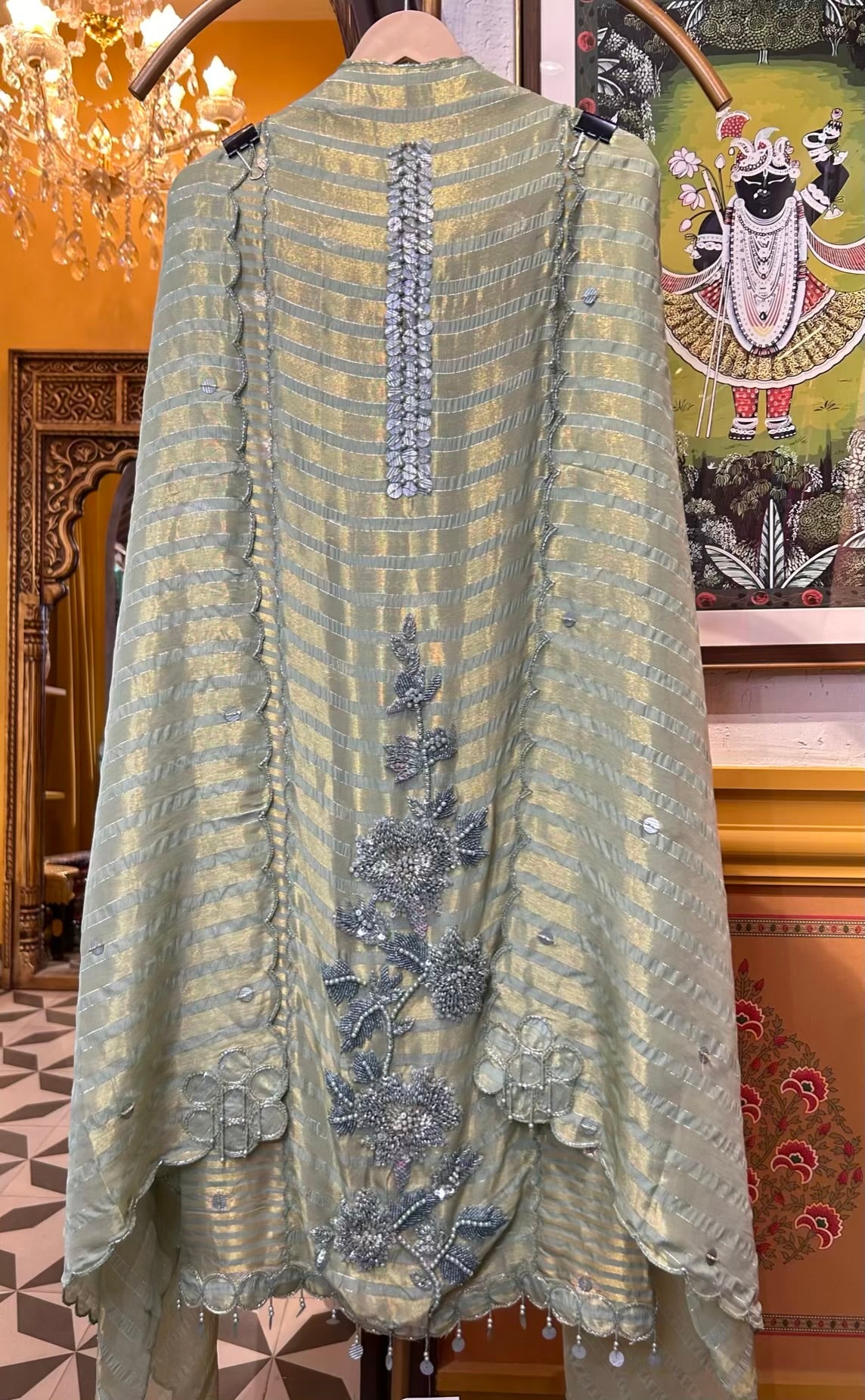 Mehrvani Organza Suit (Green)