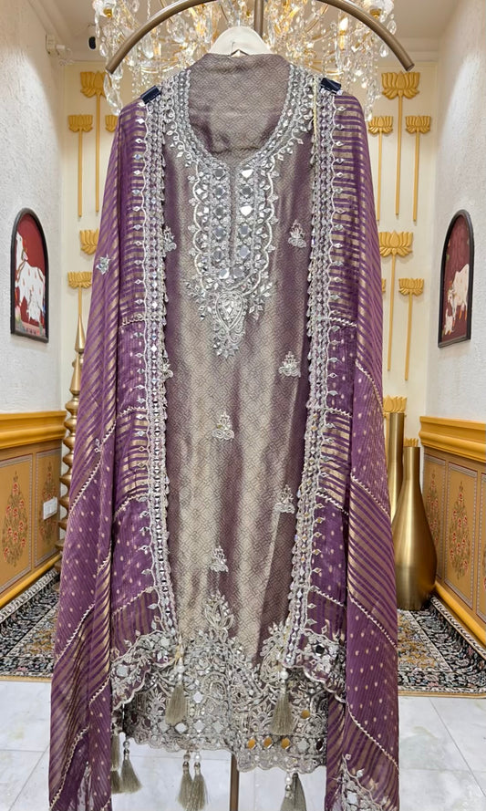 Nazneen Shimmer Dori Suit (Lavender)